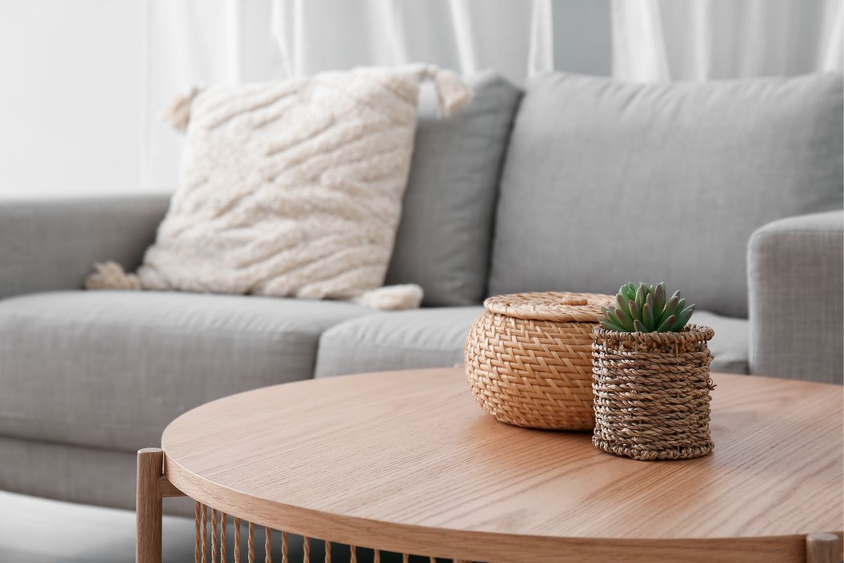 Table and sofa at at Serviced Accommodation property.