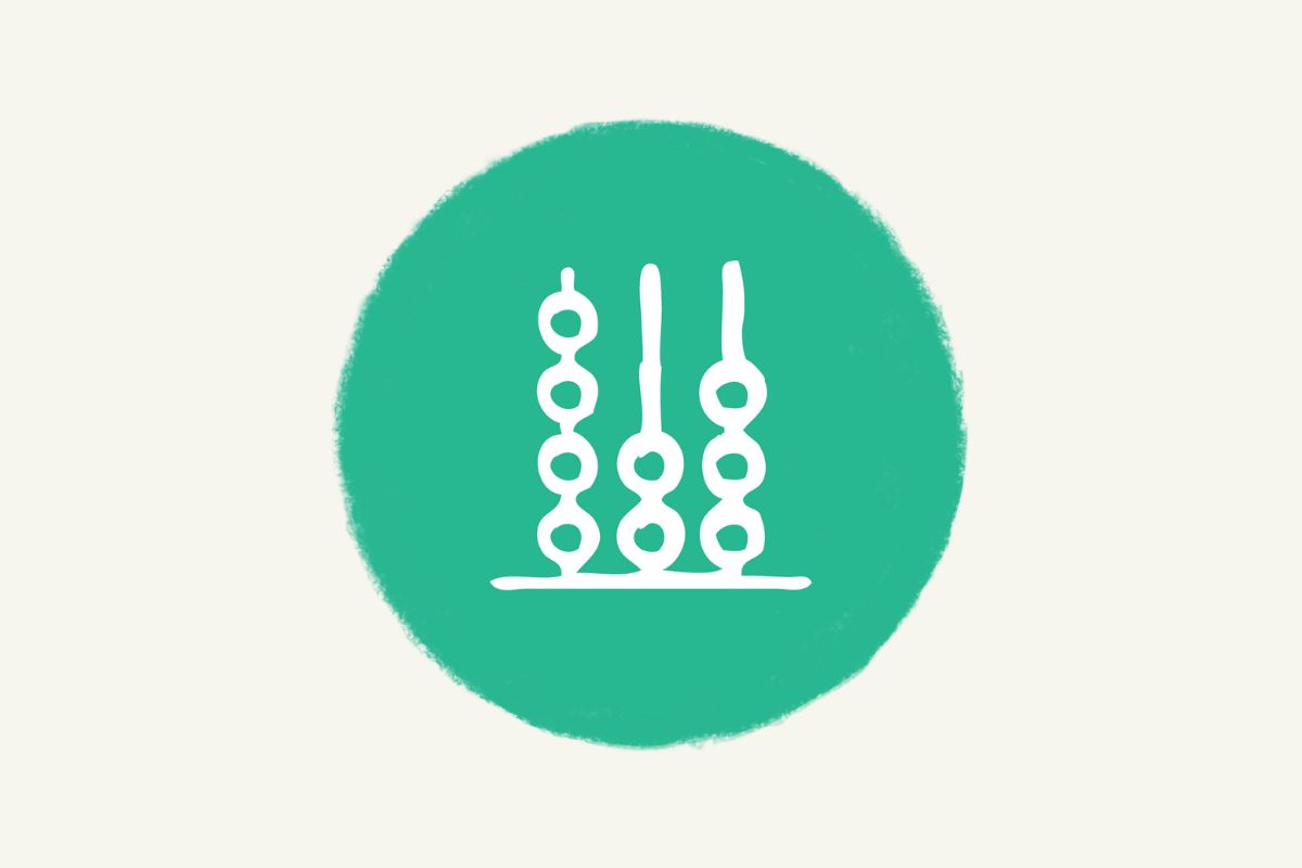 A white abacus in a green circle